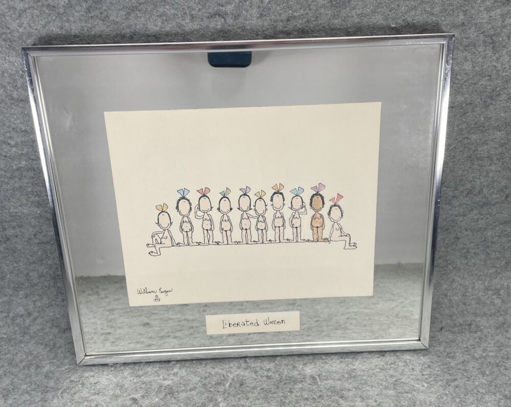 1975 Framed Lithograph Print by William Eagan "Liberated Women" 12.25 x 14.25"